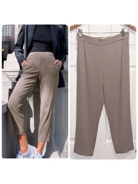 Aritzia Babaton Conan Pant Cropped Crepe Pants Taupe Tan Size 4